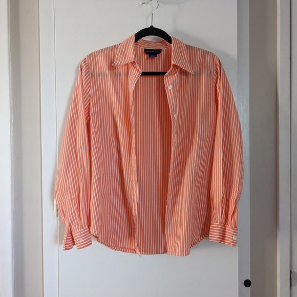 Charter Club Orange Striped Button Down Shirt - Picture 5 of 7
